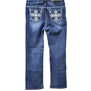 Grace in LA Womens Jeans Size 18 (36X31) Blue Easy Fit Denim Bootcut Embroidered